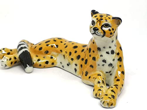 Wildlife Leopard Tiger Statue Hand Painted Porcelain Safari Figurine Decor