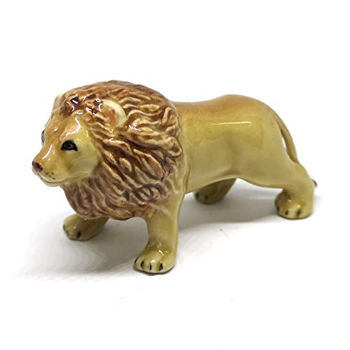 Lion Ceramic Figurine Handicraft Miniature Safari King of Jungle Collectible Home Decor