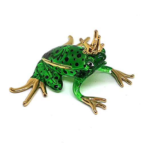 ZOOCRAFT Prince Frog Glass Figurines Collectibles Hand Blown Painted Art Animals Miniature Garden Decor Statue Animal