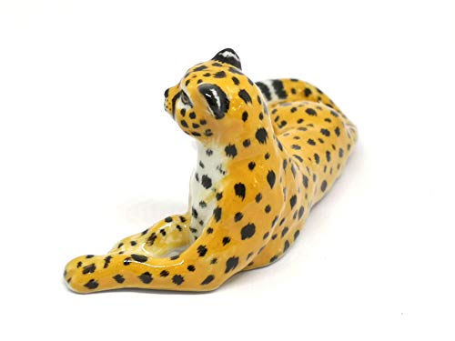 Wildlife Leopard Tiger Statue Hand Painted Porcelain Safari Figurine Decor