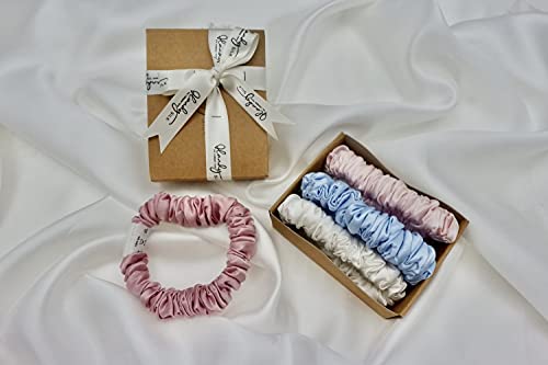 HANDYSILK 100% Mulberry Silk Scrunchie Ultra Soft Hair Damage Prevention Scrunchies for Women's Hair a Classic Lustrous Look