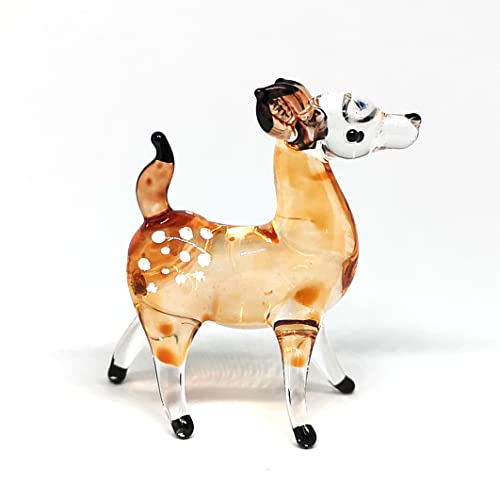 Glass Deer Figurines Collectible Hand Blown Safari Miniature Animals Gift Collectibles Brown 0.9 x 2.0 x 2.7 inches
