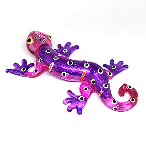 Colorful Glass Gecko Figurine Miniature Hand Blown Lampwork Animal Statue Decor