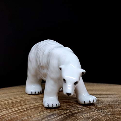 Ceramic Polar Bear Miniature Figurine Sculpture Arctic Animal Collectible