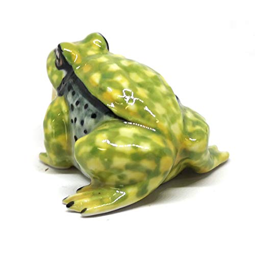 Ceramic Frog Figurine Green Mountain Hand Painted Gift Miniature Collectible