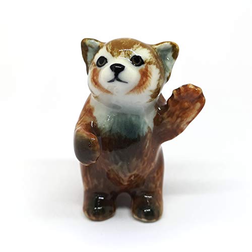 Ceramic Red Panda Figurine Animal Standing Craft Miniature Collectible Porcelain DIY Gift