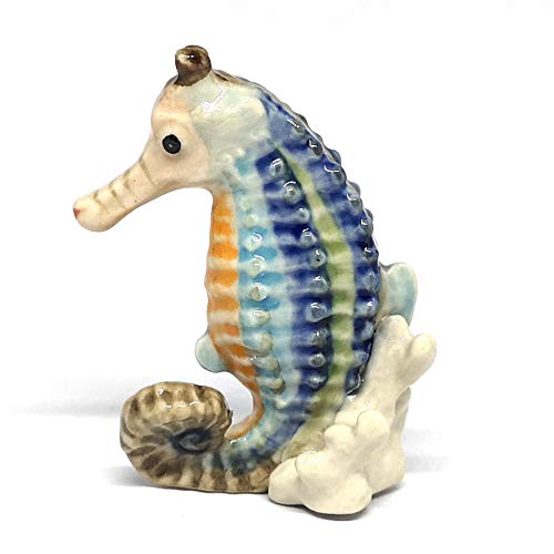 Seahorse Figurine Ceramic Hand Painted Porcelain Miniature Craft Collectible