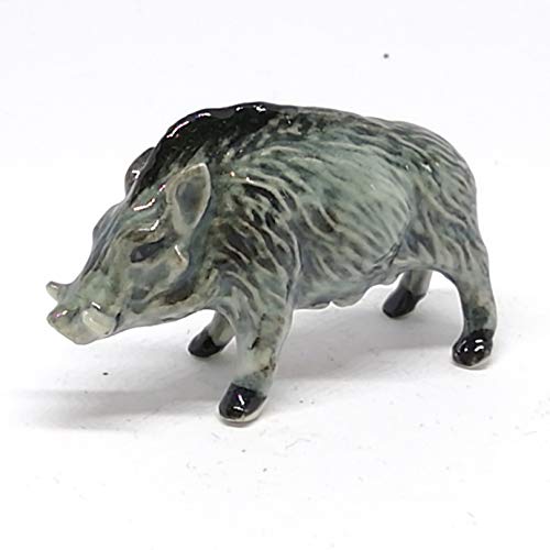 Ceramic Boar Figurine Wild Animal Pig Miniature Statue Garden Home Decor DIY Craft