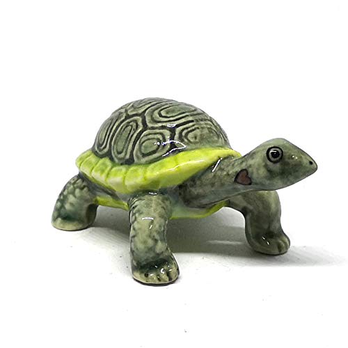 Painted Turtle Logger Head Tourtise Ceramic Miniature Figurine Porcelain Animal