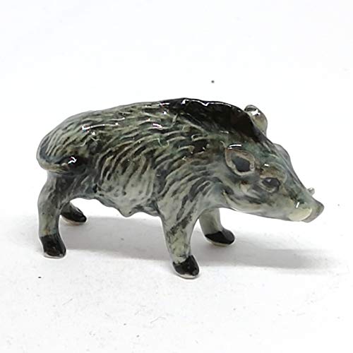 Ceramic Boar Figurine Wild Animal Pig Miniature Statue Garden Home Decor DIY Craft