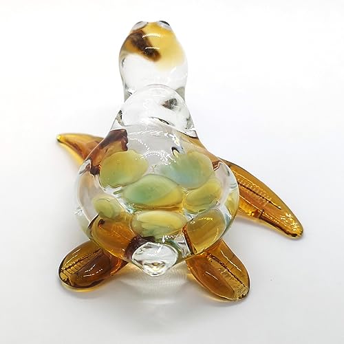 Handmade Sea Turtle Figurine Exquisite Hand Blown Glass Animal Perfect for Collectors Unique, Artisan Crafted Decorative