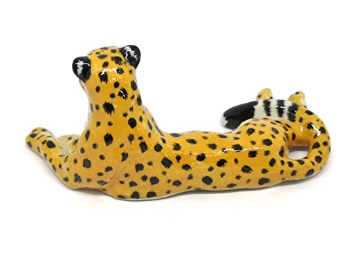 Wildlife Leopard Tiger Statue Hand Painted Porcelain Safari Figurine Decor