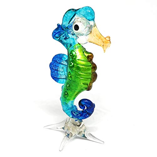 Collectible Coastal Blown Glass Figurine Seahorse Aquarium Home Decor Marine Life Spirit Animal Totem Set of 2