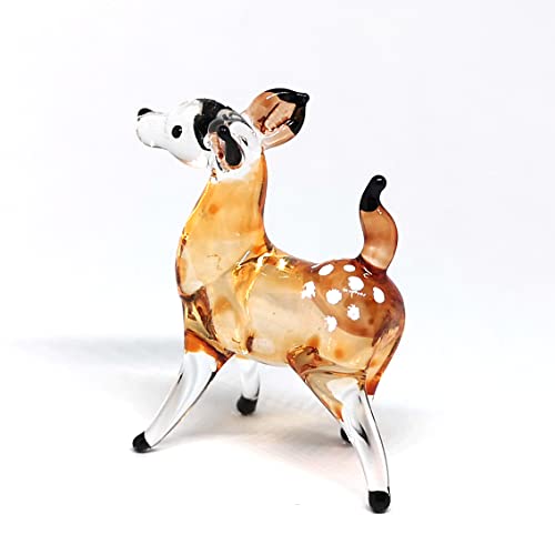 Glass Deer Figurines Collectible Hand Blown Safari Miniature Animals Gift Collectibles Brown 0.9 x 2.0 x 2.7 inches