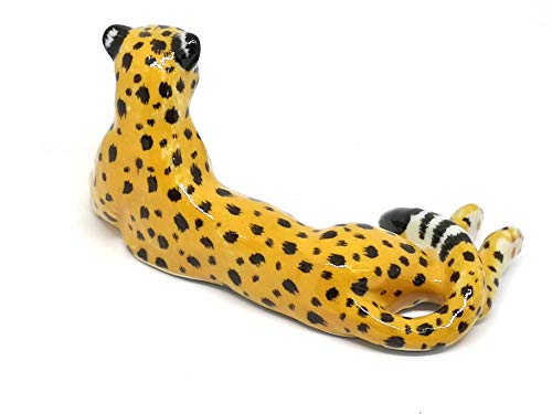 Wildlife Leopard Tiger Statue Hand Painted Porcelain Safari Figurine Decor