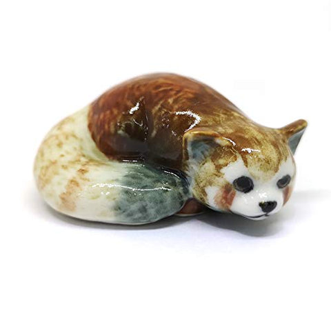 ZOOCRAFT Porcelain Brown Tiger Cat Figurine Handmade Miniatures Collectible Ceramic