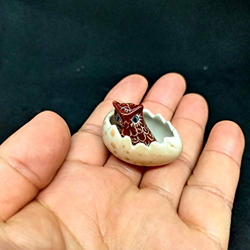 Owl in Egg Ceramic Figurine Craft Miniature Collectible Zoo Animal Figure