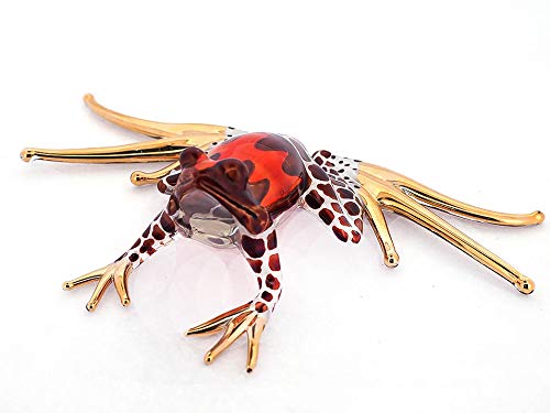 Blown Glass Frog Figurine Brown Dart Hand Painted Animals Collection Miniature Home Garden Decor
