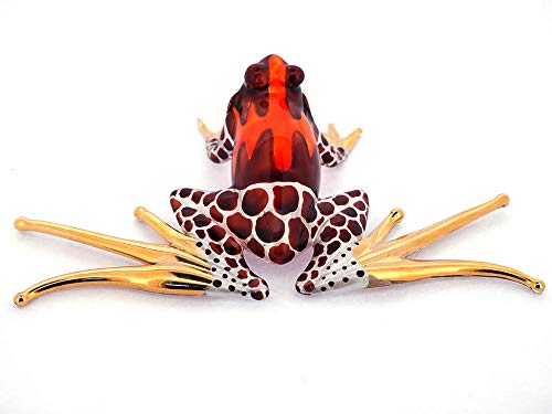 Blown Glass Frog Figurine Brown Dart Hand Painted Animals Collection Miniature Home Garden Decor