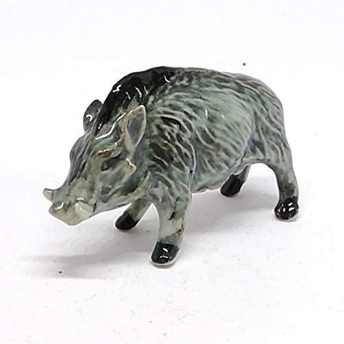 Ceramic Boar Figurine Wild Animal Pig Miniature Statue Garden Home Decor DIY Craft