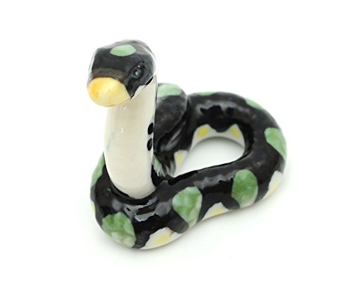 Handmade Miniatures Ceramic Green-spotted Snake Figurine Animals Decor/Animal Collection