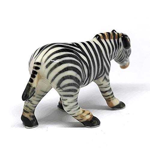 Zebra Figurine Ceramic Gift Collectibles Hand Painted Terrarium Garden Decor Set of 2