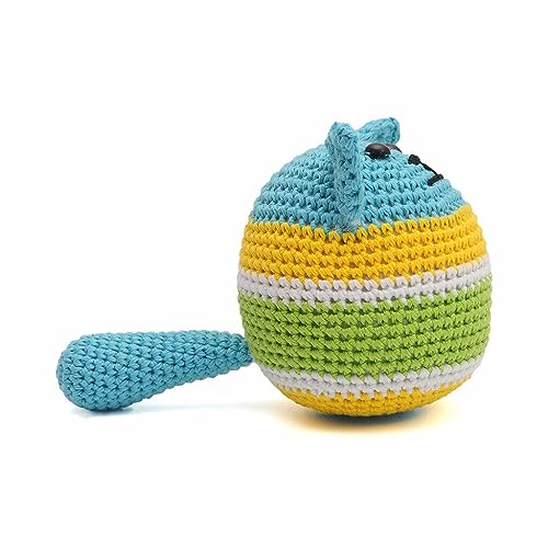 Colorful Dog Puppy Ball Handmade Amigurumi Stuffed Toy Crochet Doll VAC (Blue)