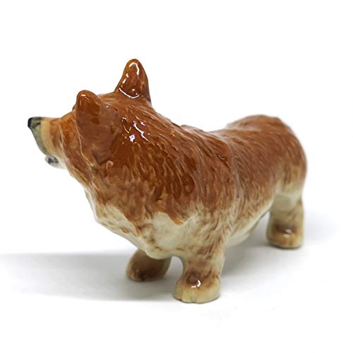 Corgi Dog Ceramic Figurine Funny Standing Hand Painted Porcelain Gift Collectible