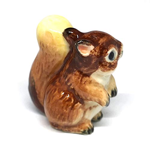 Set of 2 Squirrel Figurine Ceramic Gift Collectibles Hand Painted Terrarium Garden Decor Set of 2