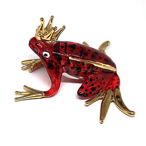 Prince Frog Glass Figurines Collectibles Red Hand Blown Painted Art Animals Miniature Garden Decor Statue Animal