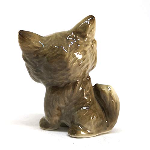 Cute Cat Figurine Big Head Hand Painted Ceramic Miniatures Home Decor