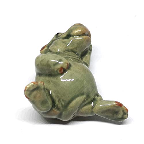 Ceramic Hippo Figurine Lie on Back Hand Painted Porcelain Terrarium Garden Decor Collectibles