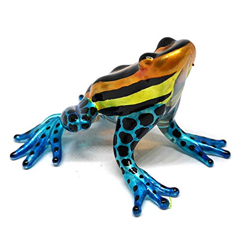 Glass Frog Figurine Poison Dart Animals Hand Blown Painted Art Miniature Gardening Gift Table Decor Statue Orange&Blue