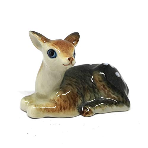 Ceramic Deer Bambi Figurine Craft Miniature Collectible Porcelain Wildlife Animal