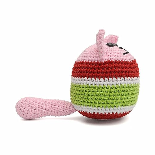 Colorful Dog Puppy Ball Handmade Amigurumi Stuffed Toy Crochet Doll VAC (Pink)