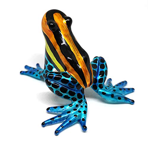 Glass Frog Figurine Poison Dart Animals Hand Blown Painted Art Miniature Gardening Gift Table Decor Statue Orange&Blue