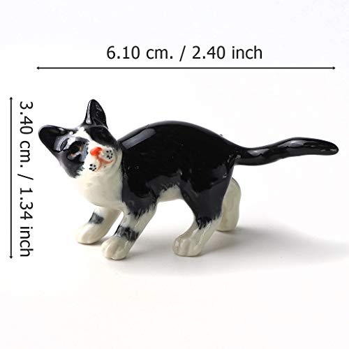 Black Cat Figurine Ceramic Animal Miniature Handcrafted Kitten Gift Decor DIY Craft Design Collectible