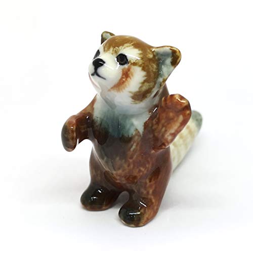 Ceramic Red Panda Figurine Animal Standing Craft Miniature Collectible Porcelain DIY Gift