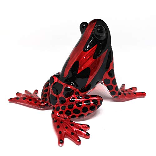 Glass Frog Figurine Red Poison Dart Animals Hand Blown Painted Collectible Gardening Gift Decoration for Home Statue