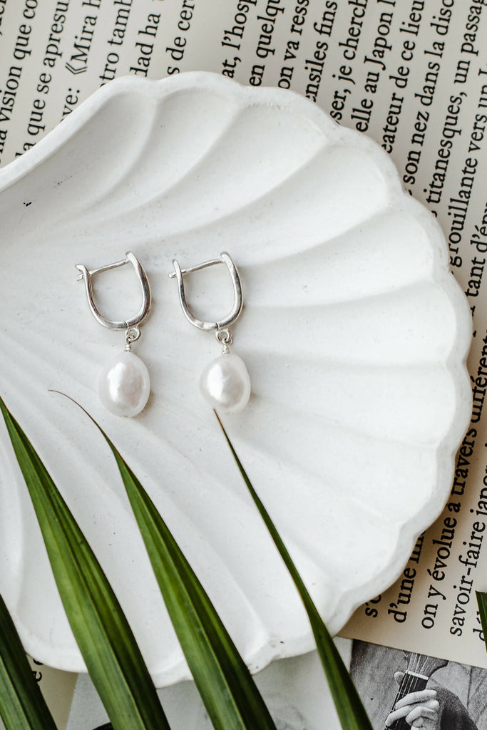 Natural Fresh Water Pearl Drop Earrings, Dangle Pearl Earrings, Bridal Jewelery, Multiple Pearl, Wedding Earrings, 925 silver
