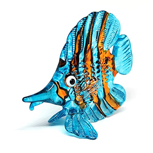 Glass Fish Figurine Blue Aquarium Handicraft Miniature Hand Blown Collectibles