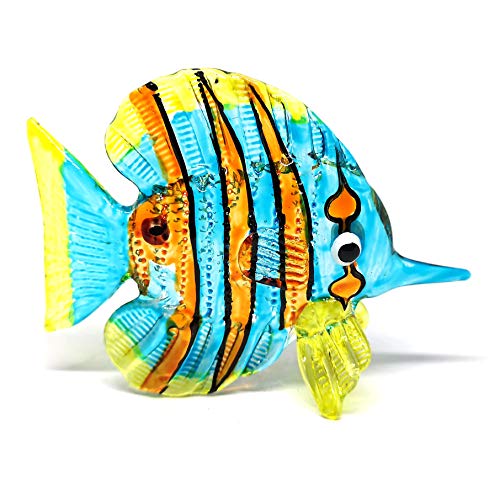 Glass Fish Figurine Coastal Style Miniature Hand Blown Handicraft Sculpture