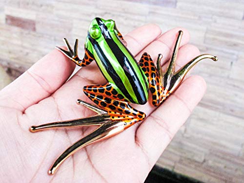 ZOOCRAFT Blown Glass Frog Figurine Handmade Lovers Animals Collectible Miniature Home Garden Decor