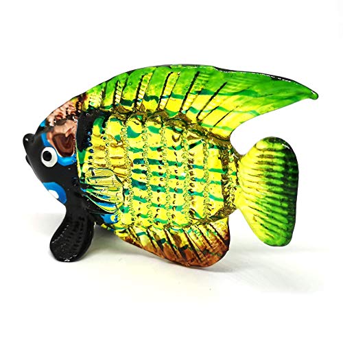 Blown Glass Fish Figurine Green Underwater Handicraft Miniatures Handmade Decor