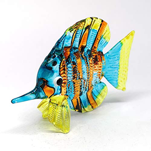 Glass Fish Figurine Coastal Style Miniature Hand Blown Handicraft Sculpture