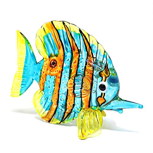 Glass Fish Figurine Coastal Style Miniature Hand Blown Handicraft Sculpture