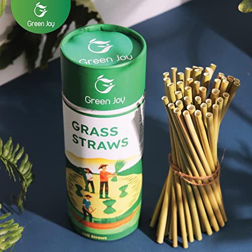 Green Joy Grass Straws - 100% Natural - Eco-friendly - Drinking Tubes - Plastic Free - Compostable - Single-use - Crazy Straws Alternative to Plastic Straws, Paper Straws, Bamboo Straws 100 Packs