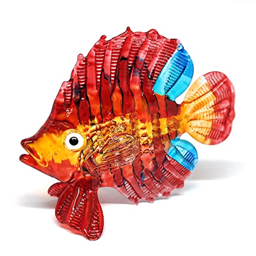 Aquarium Handicraft Miniature Hand Blown Glass Fish Figurine Red Collectibles