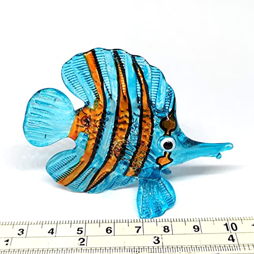 Glass Fish Figurine Blue Aquarium Handicraft Miniature Hand Blown Collectibles