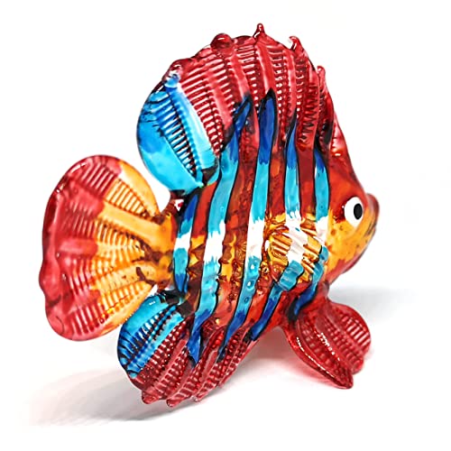 Aquarium Handicraft Miniature Hand Blown Glass Fish Figurine Red Collectibles